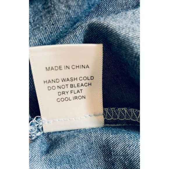 Cover Stitched Womens Denin Top‎ Cascade Collar M - Picture 7 of 7